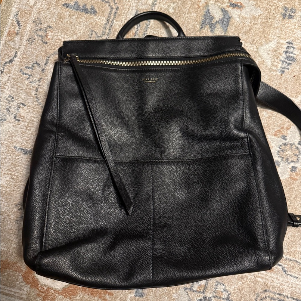 Black Leather Backpack Mina Baie diaper bag - work bag